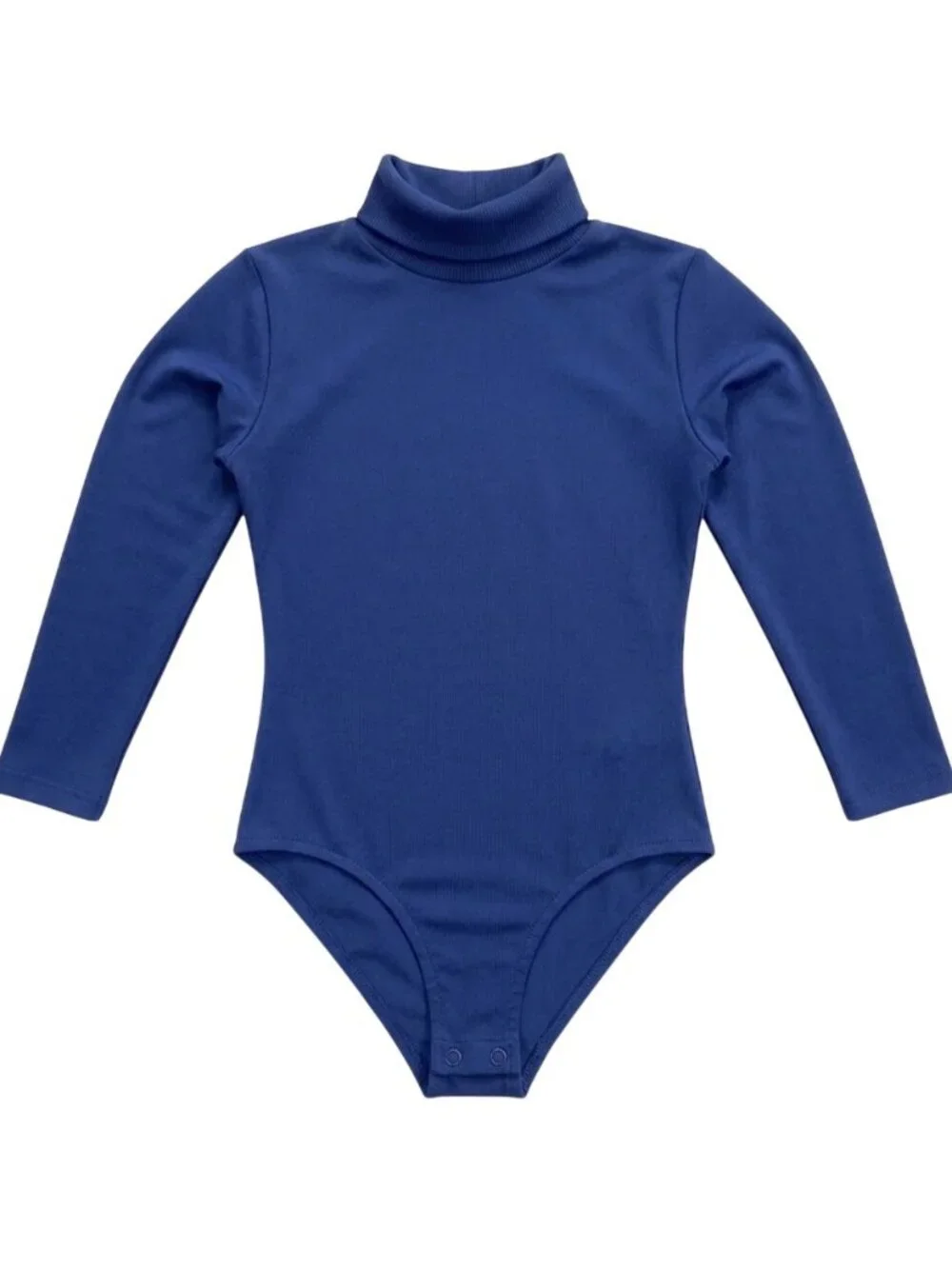 Capezio Blue Mockneck Childs M Long Sleeve Bodysuit Leotard Cheer Dance Zip Back
